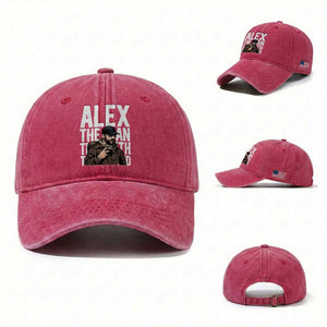 Alex Pretti Washed Cotton Baseball Cap Alex The Man The Myth The Legend Vintage Gift TS12 Washed Cap Universal Fit Red Print Your Wear