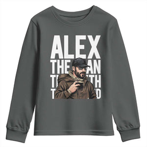 Alex Pretti Youth Sweatshirt Alex The Man The Myth The Legend Vintage Gift TS12 Dark Heather Print Your Wear