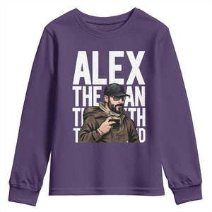 Alex Pretti Youth Sweatshirt Alex The Man The Myth The Legend Vintage Gift TS12 Purple Print Your Wear