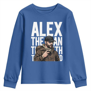 Alex Pretti Youth Sweatshirt Alex The Man The Myth The Legend Vintage Gift TS12 Royal Blue Print Your Wear