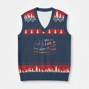 Justice For Alex Pretti V-Neck Knit Sweater Vest Minneapolis MN Tribute Gift TS12 Navy Red Print Your Wear