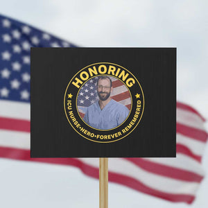 Alex Pretti Memorial Healthcare Hero Protest Sign Minneapolis Support Gift TS12 Horizontal 18" × 24" Black Print Your Wear