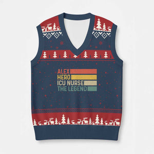 Vintage Retro Gift V-Neck Knit Sweater Vest Vintage Retro Gift TS12 Navy Red Print Your Wear