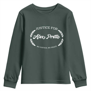 Justice For Alex Pretti Youth Sweatshirt Abolish ICE Protest Minneapolis Support Gift TS12 Dark Forest Green Print Your Wear