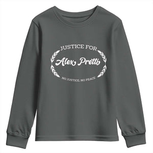 Justice For Alex Pretti Youth Sweatshirt Abolish ICE Protest Minneapolis Support Gift TS12 Dark Heather Print Your Wear