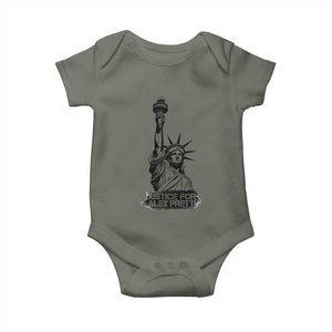 Justice For Alex Pretti Baby Onesie Statue Of Liberty Support Gift TS12 Military Green Print Your Wear