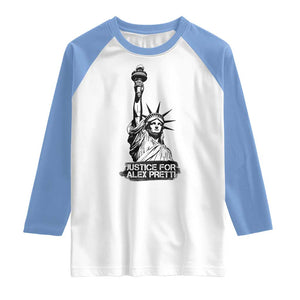 Justice For Alex Pretti Raglan Shirt Statue Of Liberty Support Gift TS12 White Carolina Blue Print Your Wear