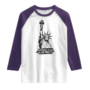 Justice For Alex Pretti Raglan Shirt Statue Of Liberty Support Gift TS12 White Purple Print Your Wear