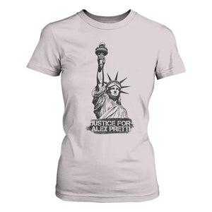 Justice For Alex Pretti T Shirt For Women Statue Of Liberty Support Gift TS12 Ice Gray Print Your Wear