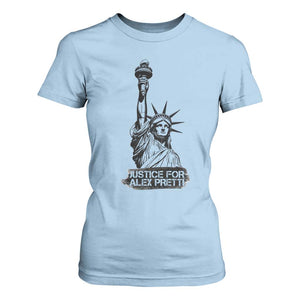 Justice For Alex Pretti T Shirt For Women Statue Of Liberty Support Gift TS12 Light Blue Print Your Wear