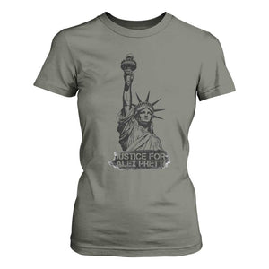 Justice For Alex Pretti T Shirt For Women Statue Of Liberty Support Gift TS12 Military Green Print Your Wear