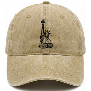 Justice For Alex Pretti Washed Cotton Baseball Cap Statue Of Liberty Support Gift TS12 Print Your Wear