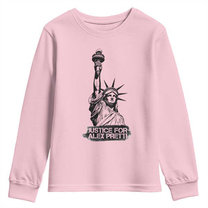 Justice For Alex Pretti Youth Sweatshirt Statue Of Liberty Support Gift TS12 Light Pink Print Your Wear