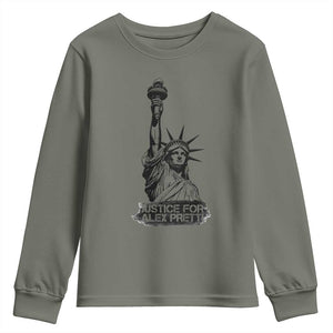 Justice For Alex Pretti Youth Sweatshirt Statue Of Liberty Support Gift TS12 Military Green Print Your Wear