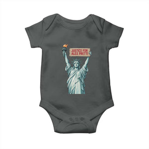Statue Of Liberty Justice For Alex Pretti Tribute Gift Baby Onesie TS12 Dark Heather Print Your Wear