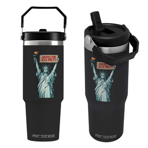 Statue Of Liberty Justice For Alex Pretti Tribute Gift Flip Straw Tumbler TS12 One Size: 30 oz Black Print Your Wear