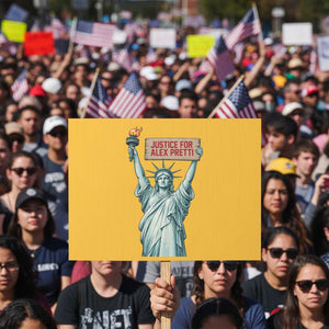 Statue Of Liberty Justice For Alex Pretti Tribute Gift Protest Sign TS12 Horizontal 18" × 24" Yellow Print Your Wear
