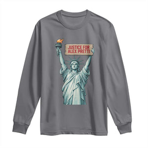 Statue Of Liberty Justice For Alex Pretti Tribute Gift Long Sleeve Shirt TS12 Charcoal Print Your Wear