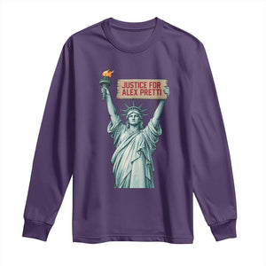 Statue Of Liberty Justice For Alex Pretti Tribute Gift Long Sleeve Shirt TS12 Purple Print Your Wear