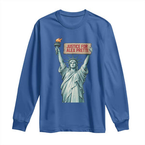 Statue Of Liberty Justice For Alex Pretti Tribute Gift Long Sleeve Shirt TS12 Royal Blue Print Your Wear