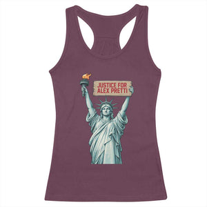 Statue Of Liberty Justice For Alex Pretti Tribute Gift Racerback Tank Top TS12 Maroon Print Your Wear