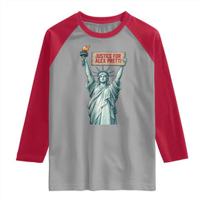 Statue Of Liberty Justice For Alex Pretti Tribute Gift Raglan Shirt TS12 Sport Gray Red Print Your Wear