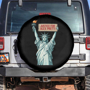 Statue Of Liberty Justice For Alex Pretti Tribute Gift Spare Tire Cover TS12 No hole Black Print Your Wear
