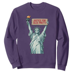 Statue Of Liberty Justice For Alex Pretti Tribute Gift Sweatshirt TS12 Purple Print Your Wear