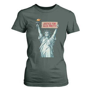 Statue Of Liberty Justice For Alex Pretti Tribute Gift T Shirt For Women TS12 Dark Forest Green Print Your Wear