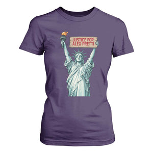 Statue Of Liberty Justice For Alex Pretti Tribute Gift T Shirt For Women TS12 Purple Print Your Wear