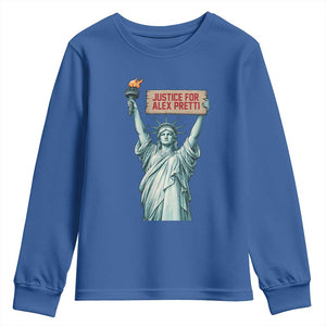 Statue Of Liberty Justice For Alex Pretti Tribute Gift Youth Sweatshirt TS12 Royal Blue Print Your Wear