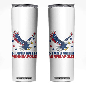 Stand With Minneapolis Skinny Tumbler American Eagle Protest Gift TS12 White Print Your Wear