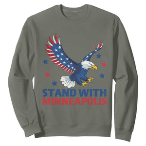 Stand With Minneapolis Sweatshirt American Eagle Protest Gift TS12 Military Green Print Your Wear