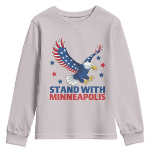 Stand With Minneapolis Youth Sweatshirt American Eagle Protest Gift TS12 Ice Gray Print Your Wear