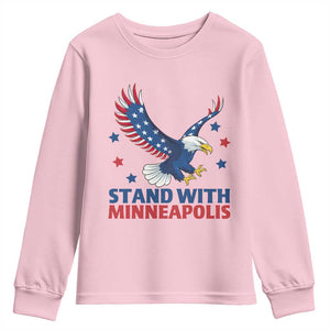 Stand With Minneapolis Youth Sweatshirt American Eagle Protest Gift TS12 Light Pink Print Your Wear