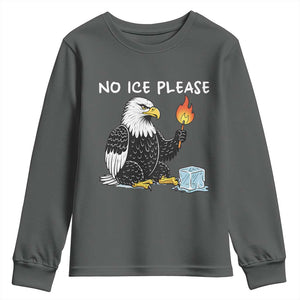 No Ice Please Youth Sweatshirt Funny American Eagle Social Justice Gift TS12 Dark Heather Print Your Wear