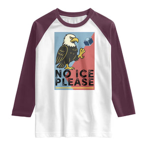 American Eagle No Ice Please Raglan Shirt Minnesota Protest Support Gift TS12 White Maroon Print Your Wear