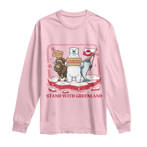Hands Off Greenland Long Sleeve Shirt Support Greenlander Gift TS12 Light Pink Print Your Wear
