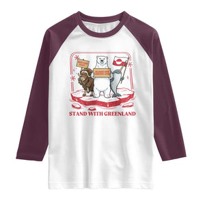 Hands Off Greenland Raglan Shirt Support Greenlander Gift TS12 White Maroon Print Your Wear