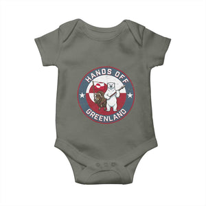 Hands Off Greenland Baby Onesie Anti Authoritarian Political Gag Gift TS12 Military Green Print Your Wear