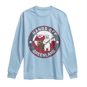Hands Off Greenland Long Sleeve Shirt Anti Authoritarian Political Gag Gift TS12 Light Blue Print Your Wear