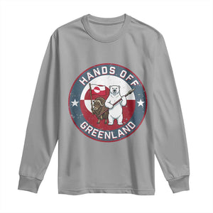 Hands Off Greenland Long Sleeve Shirt Anti Authoritarian Political Gag Gift TS12 Sport Gray Print Your Wear