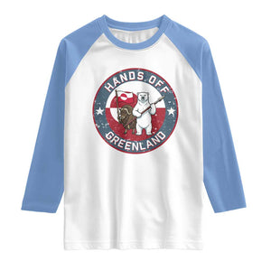Hands Off Greenland Raglan Shirt Anti Authoritarian Political Gag Gift TS12 White Carolina Blue Print Your Wear