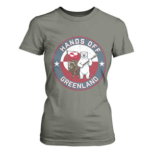 Hands Off Greenland T Shirt For Women Anti Authoritarian Political Gag Gift TS12 Military Green Print Your Wear