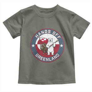 Hands Off Greenland Toddler T Shirt Anti Authoritarian Political Gag Gift TS12 Military Green Print Your Wear