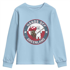 Hands Off Greenland Youth Sweatshirt Anti Authoritarian Political Gag Gift TS12 Light Blue Print Your Wear