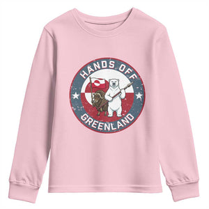 Hands Off Greenland Youth Sweatshirt Anti Authoritarian Political Gag Gift TS12 Light Pink Print Your Wear