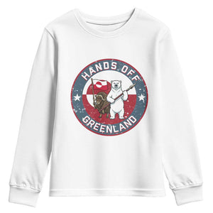 Hands Off Greenland Youth Sweatshirt Anti Authoritarian Political Gag Gift TS12 White Print Your Wear