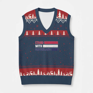 Vintage Retro Stand With Greenland V-Neck Knit Sweater Vest Support Greenlander Gift TS12 Navy Red Print Your Wear