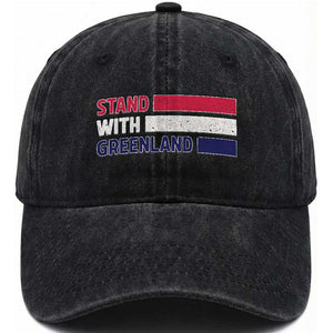 Vintage Retro Stand With Greenland Washed Cotton Baseball Cap Support Greenlander Gift TS12 Print Your Wear